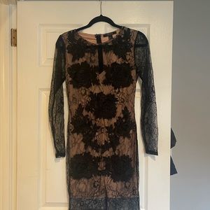 Lace black nude dress